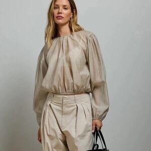 AE77 Premium Bubble Blouse Silk Cotton Blend Sz XL